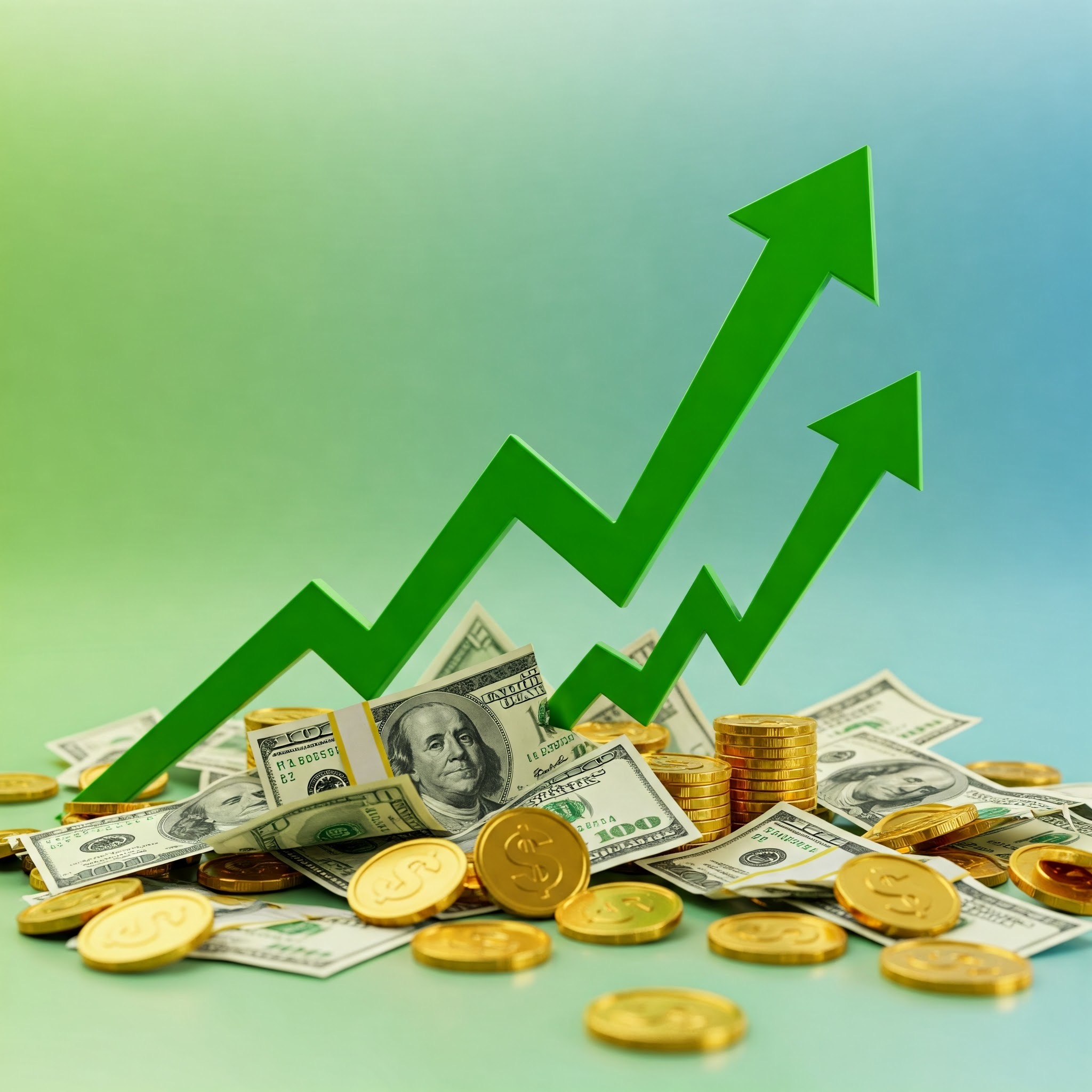 photo of Green Arrows Pointing Upward Over Money
